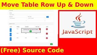 Ep84 - Remove or Move Table Row UP, Down by Drag or by Button Click  - Javascript Source Code