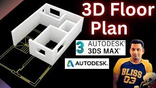 Create 3d Floor Plan in 3d Studio Max | 3ds Max Tutorial for beginners