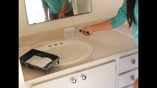 How to Paint Old Bathroom Countertop & Vanity Sink: Easy & Gorgeous Transformation Before-After!