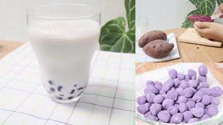 [Eng/Ind] Purple Sweet Potato Boba Milk | Ubi Ungu Boba | Home Cafe 