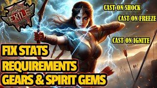 PATH OF EXILE 2 How To FIX Stats Requirements For Gears & Spirit Gems, Cast On Shock, Cast On Freeze