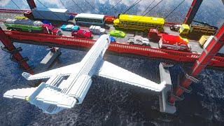 Plane vs Cars Bridge Crashes #1 - Teardown