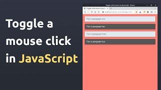 How to toggle a click event in javascript | Toggle a mouse click