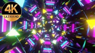 10 Hour 4k TV LOOP Relaxing Rings tunnel NEON Metallic Color Abstract Background Video Screensaver
