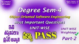 Degree Semester 4 - Object Oriented Software Engineering Important Questions UNIT-WISE Weightage UG