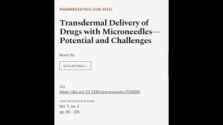 Transdermal Delivery of Drugs with Microneedles—Potential  and Challenges | RTCL.TV