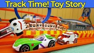 Track Time! Toy Story! Woody, Buzz, Forky & Friends Try The Hot Wheels Track Layout By Race Grooves