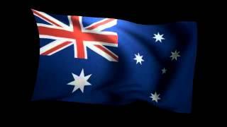 Australian flag waving in the wind.