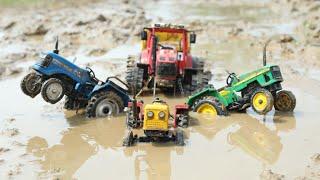 Tractor Heavy Loaded Sand Stuck in Deep Mud pulling Out HMT Tractor | Sonalika | John Deere | CS Toy