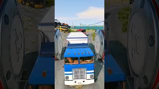 Mix Colour Buses & Trucks vs Bollard Crash #shorts #beamngdrive #funny #bus #viralshorts #trending