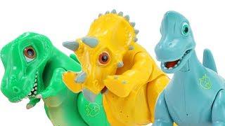 Dino Mecard Talking Egg Tyrannosaurus Triceratops Brachiosaurus Dinosaurus Toys for Kids! | ToyMoon