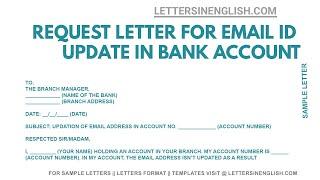 Request letter for update email id in Bank Account - Letter to Bank for email id Update