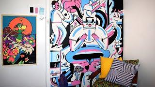 Painting a wall mural |  art time-lapse