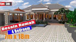 Desain rumah minimalis konsep villa bali 7m x 18 m #EPS_36