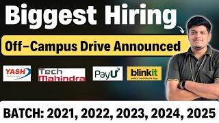 New Off-Campus Hiring Announced | 2021, 2022, 2023, 2024, 2025 BATCH Can Apply | New Latest Hiring