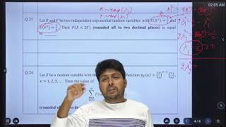 Q20, 25, 26 Solution of GATE Statistics 2022 Paper By Santosh Sir |M 8810409392