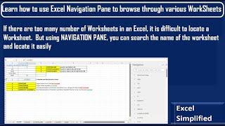Learn how to use Excel Navigation Pane to Navigate through various Worksheets