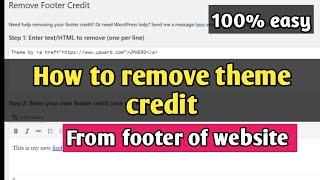 Remove theme name from footer of website | wordpress