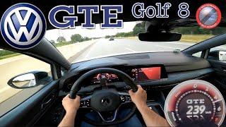 VW GOLF 8 GTE 1.4 eHybrid 245HP, 400Nm POV DRIVE TEST ACCELERATION ON GERMAN AUTOBAHN 0-239 km/h