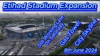 Etihad Stadium Expansion - 8th June 2024 - Manchester City fc - latest progress update via drone