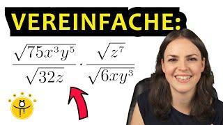 WURZELN VEREINFACHEN und Wurzeln zusammenfassen mit Variablen – Beispiele mit Brüchen