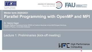 Parallel Programming 2020: Lecture 1 - Kick-Off