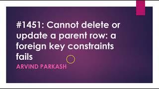 #1451: Cannot delete or update a parent row: a foreign key constraints fails