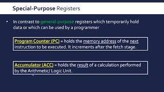 Special-Purpose Registers (PC, ACC, MAR and MDR)