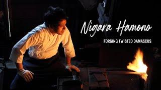 Nigara Hamono - Forging a twisted damascus yanagiba