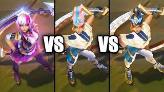 Prestige Battle Academia Qiyana vs Prestige True Damage Qiyana Skins Comparison (League of Legends)