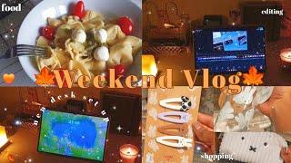 WEEKEND VLOG𝆬. | shopping, what I eat, haul + mini deskmakeover