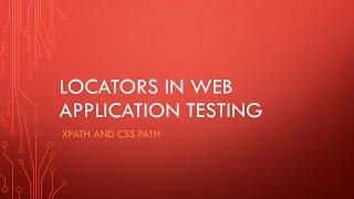 Automation Testing - Locators in web application testing - Relative XPath