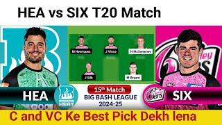 HEA vs SIX  Prediction|HEA vs SIX  Team|Heat vs Sixers 15TH BBL Match