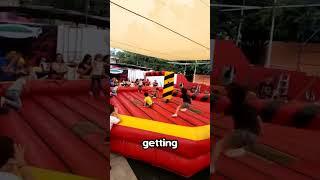 Kids try to escape wipeout machine 