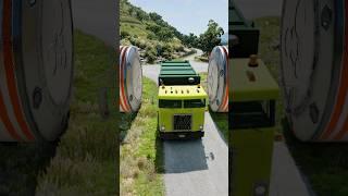 Mix Buses & Garbage Truck Vs Giant Bollards Crash #bus #beamngdrive