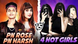 PN HARSH  &  PN ROSE vs 4 HOT  GIRL'S ! MOST OVERPOWERED GAMEPLAY ️ - Garena Free Fire