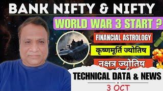 Nifty, Bank Nifty  Prediction by Financial Astrology, technical/data, news for date- 3- Oct- 2024