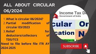 #circular  06/2024- #incometax  diductor/collector relief for lower tds/tcs till 31.03.2024