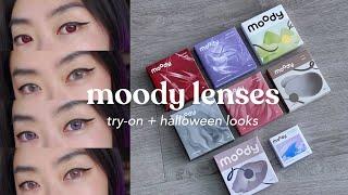  moody lenses try-on haul + halloween costume ideas ‧₊˚