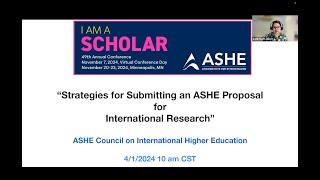 Strategies for Submitting an ASHE Proposal for International Research: Call For Proposal Webinar