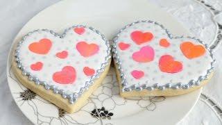 PRETTY HEART COOKIES, ROYAL ICING TRANSFERS, HANIELA'S