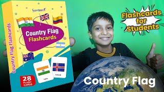 Unboxing of a set of country flag flashcards for students