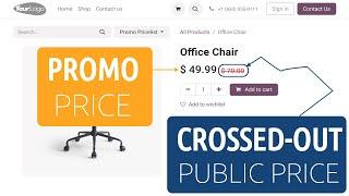 How to show promo price on Odoo website | Odoo Crossed out price in e-Commerce | Show discount