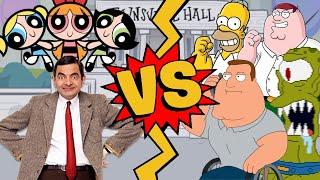 M.U.G.E.N. Battles | Mr. Bean/Blossom/Buttercup/Bubbles vs Peter/Homer/Joe/Kang