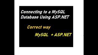 How To Connect MySQL With ASP.NET