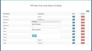 PHP Ajax Crud using JQuery UI Dialog