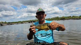 Pescaria de curral e muito almoço na cachoeira da ema