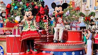 Mickey's Once Upon A Christmastime Parade 2023 Daytime Show in 4K | Walt Disney World Magic Kingdom