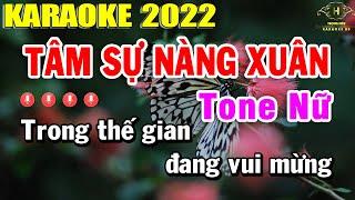 Tâm Sự Nàng Xuân Karaoke Tone Nữ Nhạc Sống 2022 | Trọng Hiếu