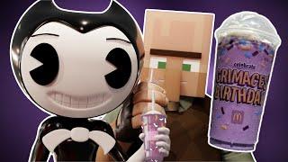 Human Bendy and Villager tries the Grimace Shake MEME Animation